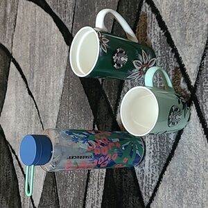 STARBUCKS JUNGLE FLORAL WATER BOTTLE COFFEE CUPS BUNDLE